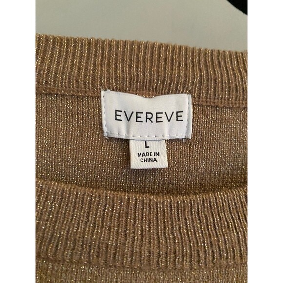 EVEREVE Lexi Lurex Balloon Sleeve Pullover Gold Crewneck Sweater Women Large EUC - Picture 4 of 12